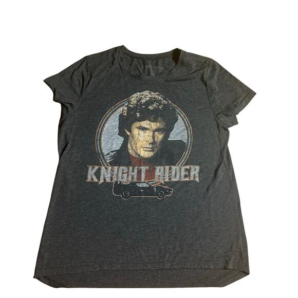 Knight Rider David Hasselhoff 80s TV High Low Black T-Shirt - Picture 2 of 6